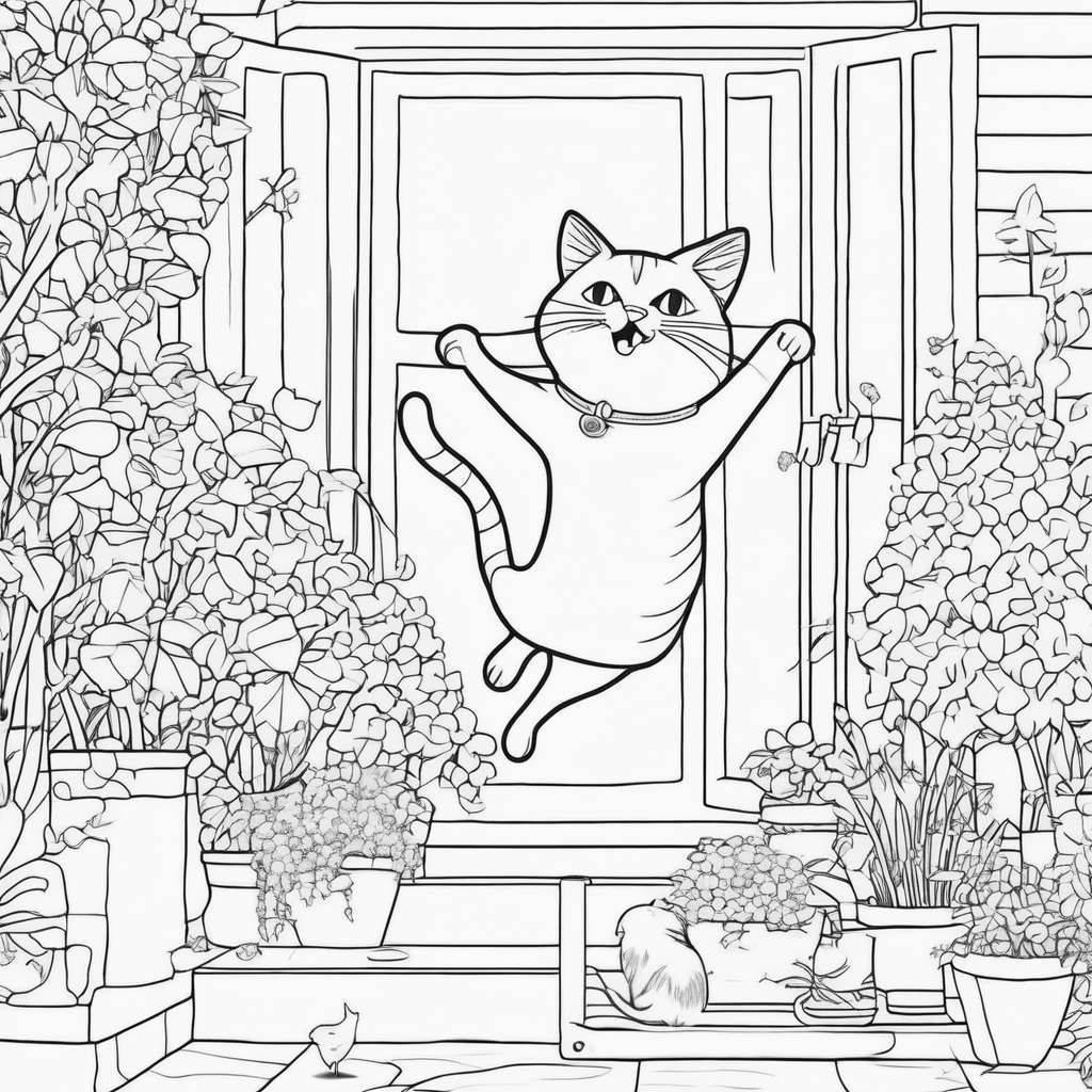 un chat qui danse sur un patio