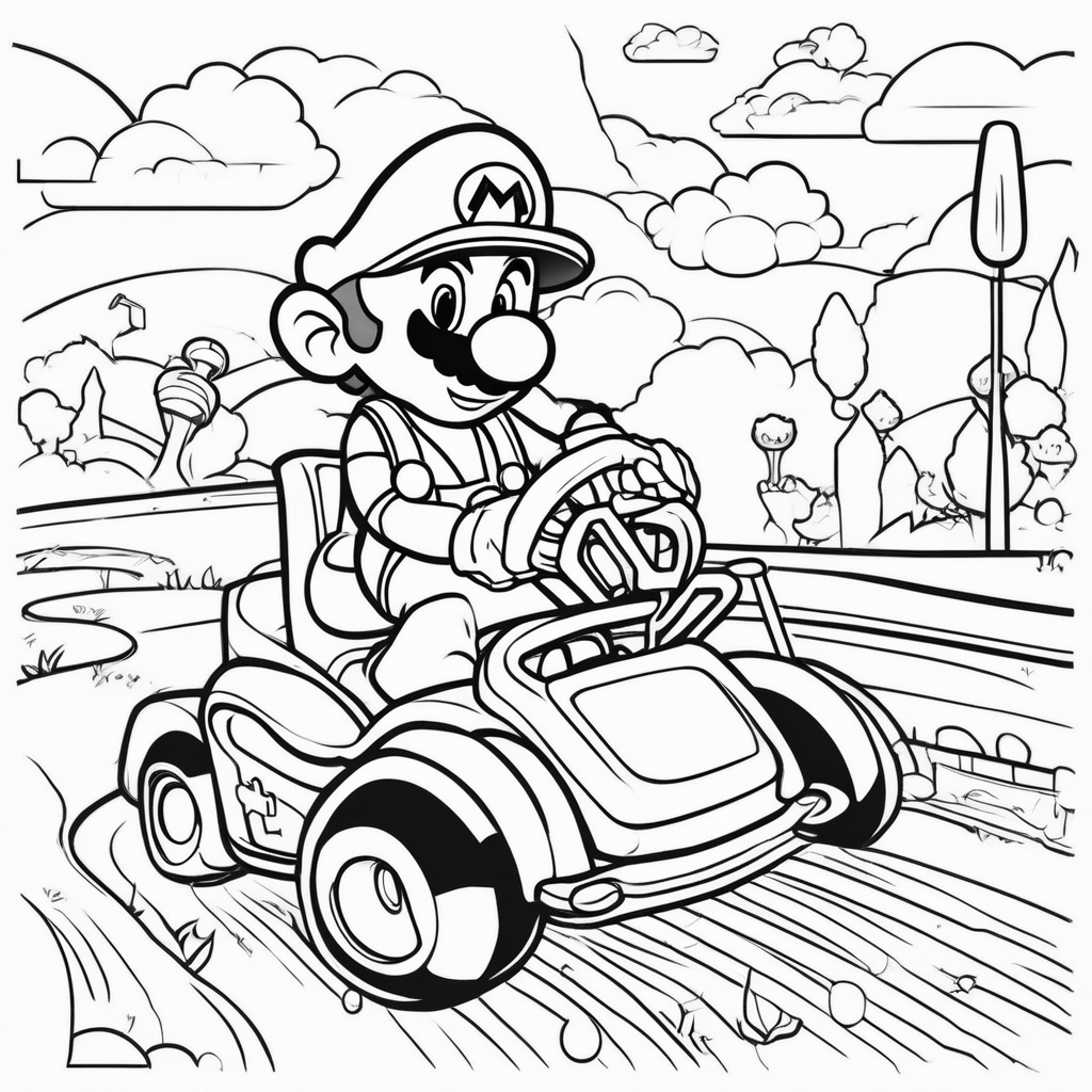 Mario bros dans un kart de golf