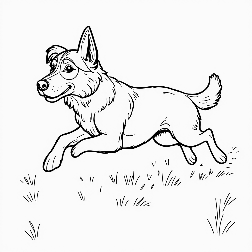 Un chien qui cours dans un champs